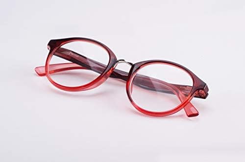 LINGAN Reading Glasses Round Computer Readers Clear Lens Glasses Spring Hinge for Men Women (Red, 1.50)