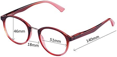 LINGAN Reading Glasses Round Computer Readers Clear Lens Glasses Spring Hinge for Men Women (Red, 1.50)