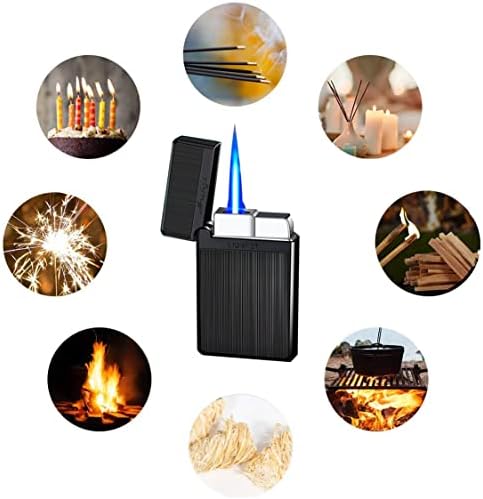 Torch Lighter, Jet Flame Cigar Lighter with Adjustable Flame Dial, Metal Drawing Lighter (Rose Gold)