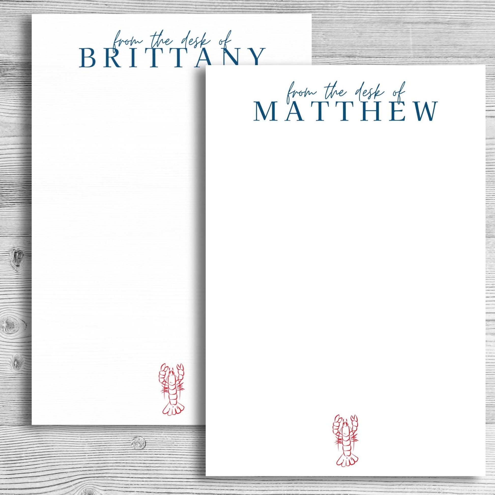 Personalized Lobster Notepad by The Saltwater Press