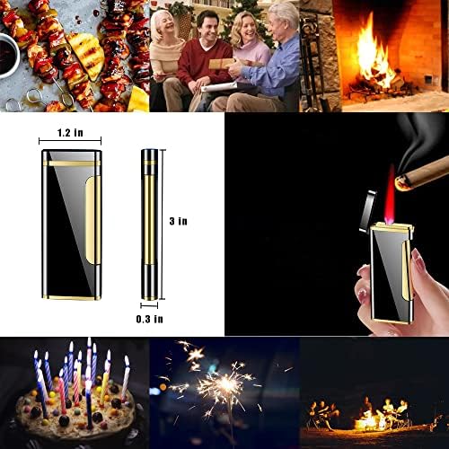 Mini Torch Lighters Cigars Jet Flame Lighter with Adjustable Flame Dial Portable Ultra-Thin Butane Refillable Lighter Great Gift for Men Birthday Christmas (Dragon)