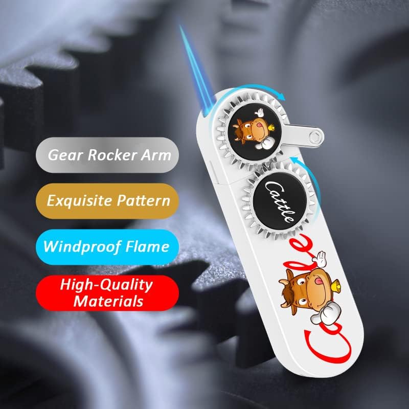 Mini Jet Torch Lighter Rocker Arm Inflatable Lighter Pocket Torch Lighter Cool Creative Windmill Lighter Windproof Portable Lighter for Candle Cooking BBQs (Orange)
