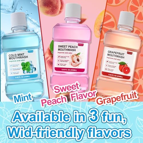 Fresh Breath Mouthwash, ICY Mint Flavor, Alcohol-Free, Healthy Gums Mouthwash Clean (8.45 FLOZ, Mint)