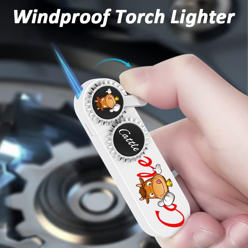 Mini Jet Torch Lighter Rocker Arm Inflatable Lighter Pocket Torch Lighter Cool Creative Windmill Lighter Windproof Portable Lighter for Candle Cooking BBQs (Orange)