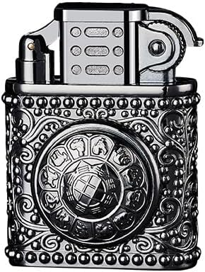 Jet Flame Torch Lighter Creative Rotary Lighter Windproof Lighter with Gift Box Perfect for Outdoor Camping BBQ Hiking (Silver)