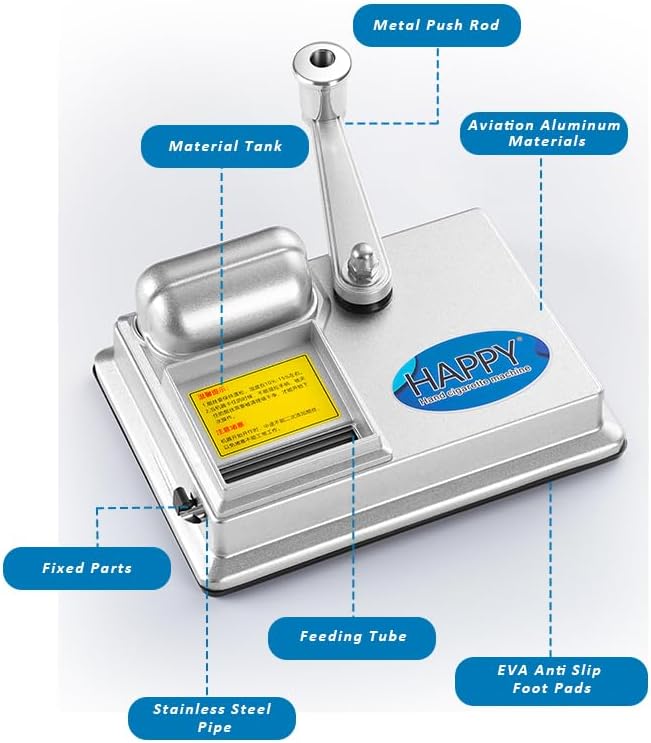 Cigarette Rolling Machine Manual Tobacco Rolling Machine Portable Home Cigarette Injector Suitable for 0.31 inch/8 mm Diameter Pipes Regular Tubes (Silver)