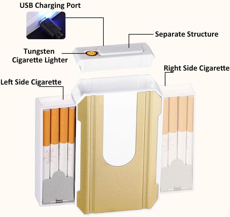 Cigarette Case with Lighter Portable Pack 16 Regular Cigarettes 34 84 Slim Cigarettes 3 in 1 Cool Gifts for Men and Women (Red)