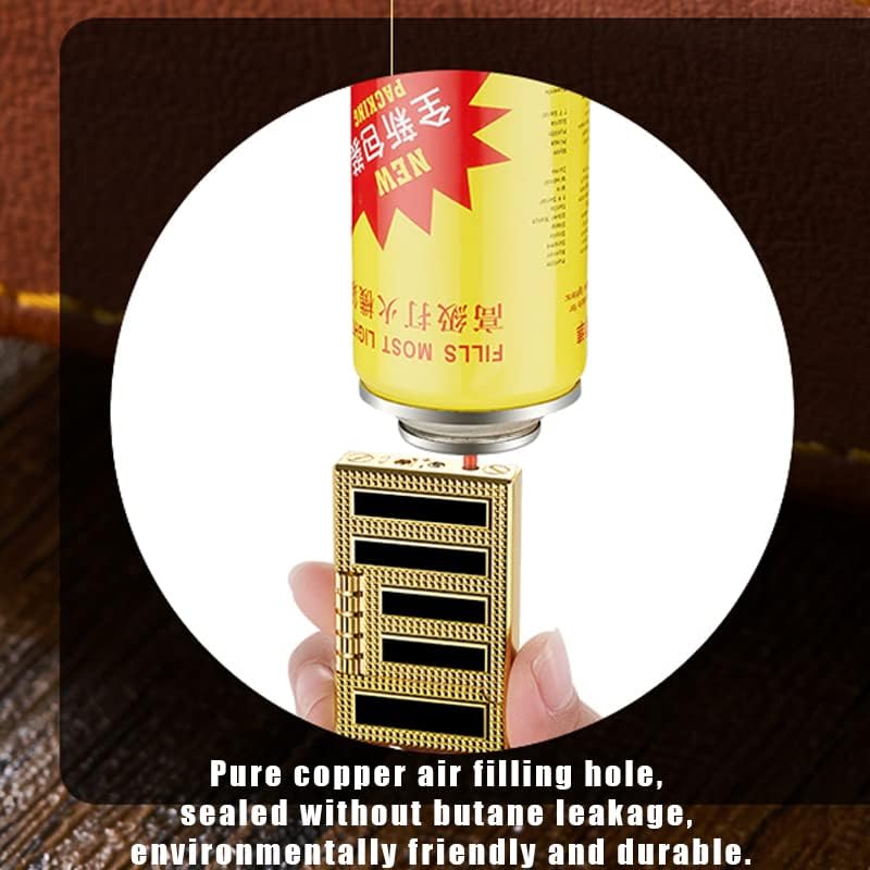 Cigar Lighters Soft Flame Lighter Retro Grinding Wheel Traditional Butane Lighter with Adjustable Flame Dial Vertical Ignition Roller Classic Metal Relief Lighter (Rose Gold)