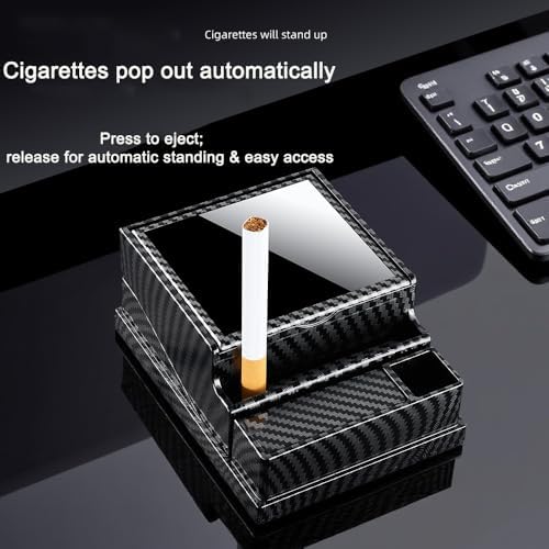 Cigarette Case/Holder, 40pcs 85 Regular Cigarette Capacity, Smoking Accessories, Desktop Cigarette Box, Suitable for Cars, Offices, Homes, and Decorations (Carbon Fiber, One Size)