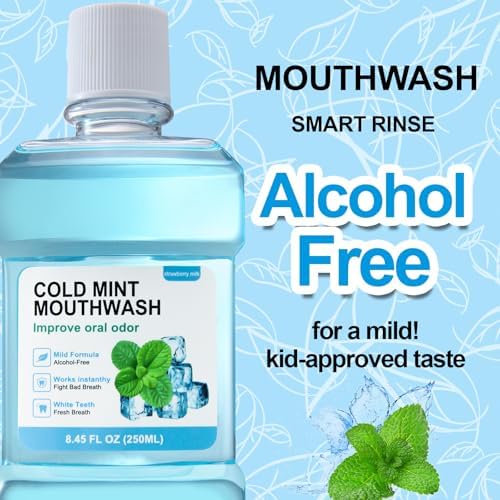 Fresh Breath Mouthwash, ICY Mint Flavor, Alcohol-Free, Healthy Gums Mouthwash Clean (8.45 FLOZ, Mint)