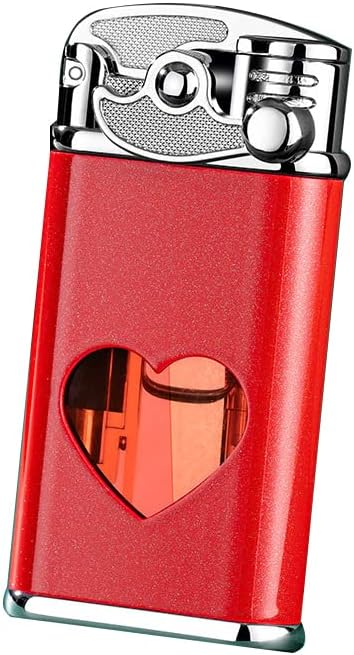 Torch Lighter Jet Flame Refillable Butane Windproof Portable Lighter with Adjustable Flame Dial Retro Rocker Arm Ignition Lighter Metal Drawing Lighter for BBQ, Fireworks,Camping (Red)