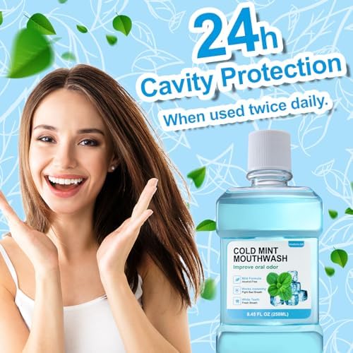 Fresh Breath Mouthwash, ICY Mint Flavor, Alcohol-Free, Healthy Gums Mouthwash Clean (8.45 FLOZ, Mint)