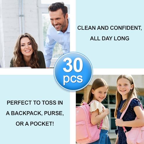 Pre-Pasted Mini Disposable Toothbrushes, Travel Toothbrush with Soft Bristles, Built-in Tongue Scraper & Dual Toothpicks, Camping, After Meals, On-the-Go Fresh Breath, 30 Ct (Mixed, 30 pcs)