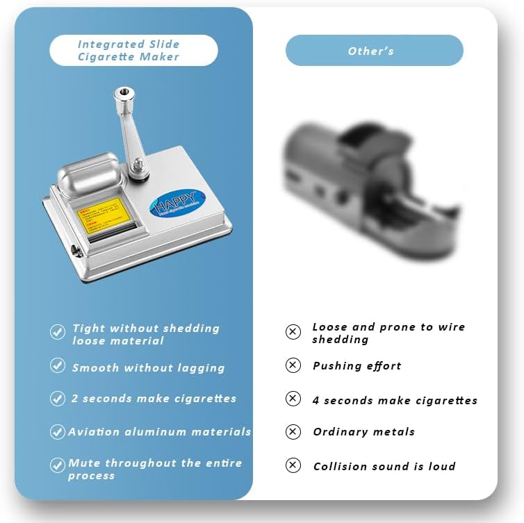 Cigarette Rolling Machine Manual Tobacco Rolling Machine Portable Home Cigarette Injector Suitable for 0.31 inch/8 mm Diameter Pipes Regular Tubes (Silver)