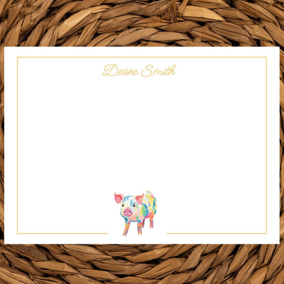 Personalized Pig Notecard by The Saltwater Press