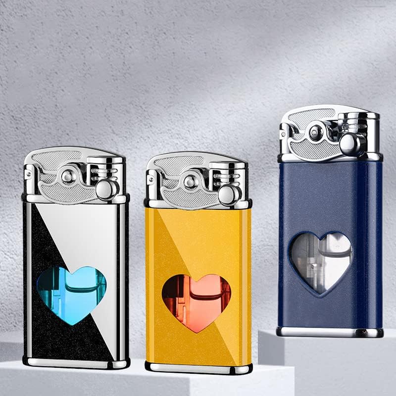 Torch Lighter Jet Flame Refillable Butane Windproof Portable Lighter with Adjustable Flame Dial Retro Rocker Arm Ignition Lighter Metal Drawing Lighter for BBQ, Fireworks,Camping (Red)
