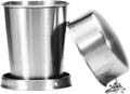 Collapsible Cups, Stainless Steel Foldable Cup with Lid and Keychain,for Traveling, Camping, Hiking, Biking and Daily Use (1, 150 ml)