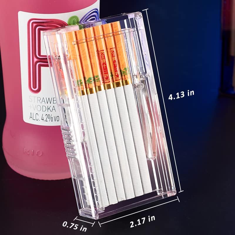Pocket Cigarette Case/Box for 100's Cigarette Portable Transparent Cigarette Box Can Hold 20pcs Slim Cigarettes (Tiger, Transparent White)