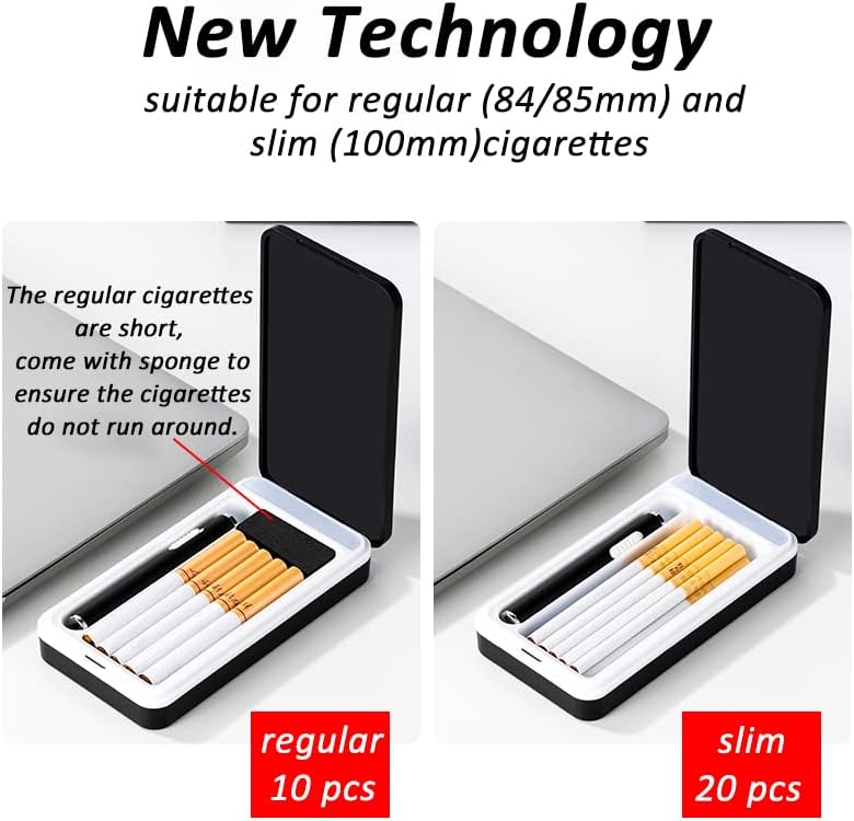 Cigarette Case with Lighter, Electric Lighter USB Rechargeable for Whole Package 100mm Cigarettes 20pcs King Size, Colorful Light Case, Come with Cigarette Filter, Gifts for Men, Father, Mother (K3)