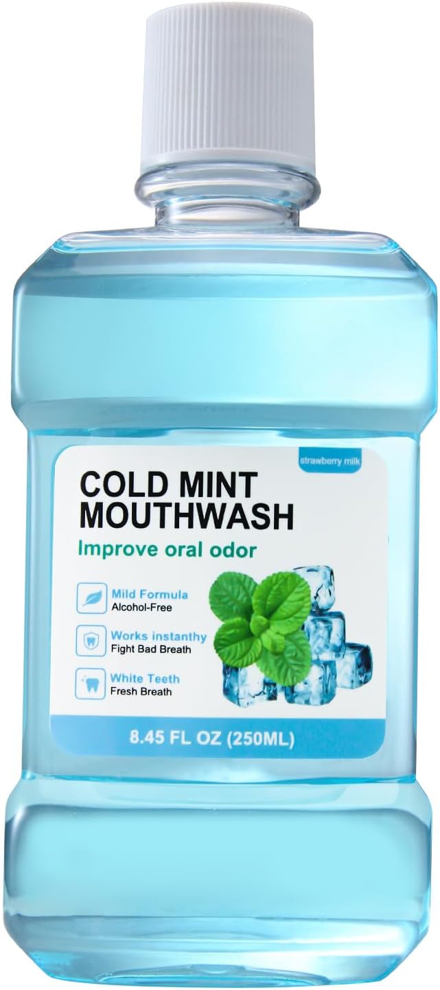 Fresh Breath Mouthwash, ICY Mint Flavor, Alcohol-Free, Healthy Gums Mouthwash Clean (8.45 FLOZ, Mint)
