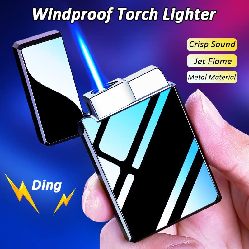 Torch Lighter, Jet Flame Cigar Lighter with Adjustable Flame Dial, Metal Drawing Lighter (Rose Gold)