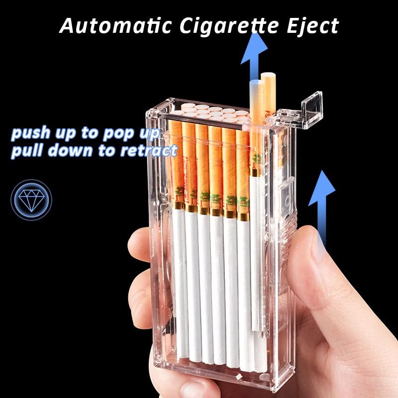 Pocket Cigarette Case/Box for 100's Cigarette Portable Transparent Cigarette Box Can Hold 20pcs Slim Cigarettes (Tiger, Transparent White)
