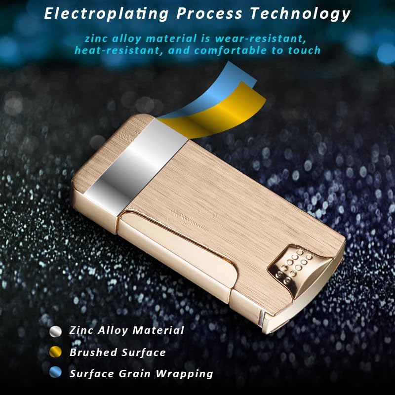 Lighters Mini Torch Lighter Flip Side Ignition Jet Flame Lighter Windproof Cigar Pipe Lighter (Gold)