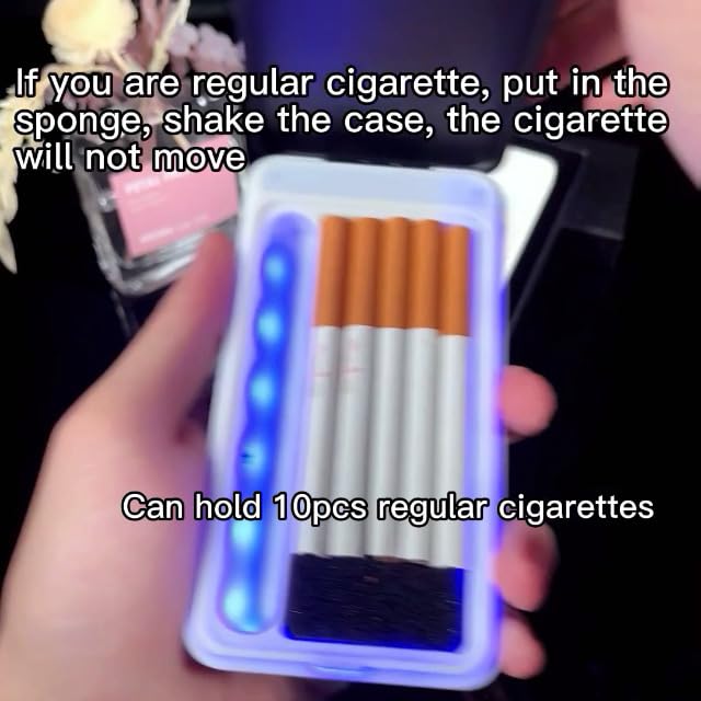 Cigarette Case with Lighter, Electric Lighter USB Rechargeable for Whole Package 100mm Cigarettes 20pcs King Size, Colorful Light Case, Come with Cigarette Filter, Gifts for Men, Father, Mother (K3)
