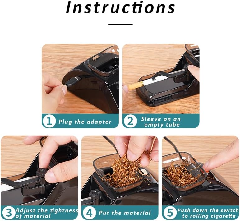 Electric Cigarette Rolling Machine with Rolling Tray Portable Tobacco Injector Machine to Rolling Cigarettes 8mm 0.31" Regular Tubes (Gold)