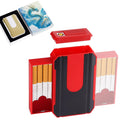 Cigarette Case with Lighter Portable Pack 16 Regular Cigarettes 34 84 Slim Cigarettes 3 in 1 Cool Gifts for Men and Women (Red)