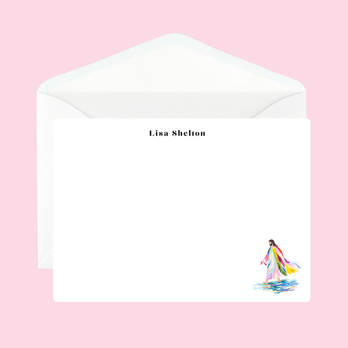 Personalized Jesus Walking Notecards by The Saltwater Press
