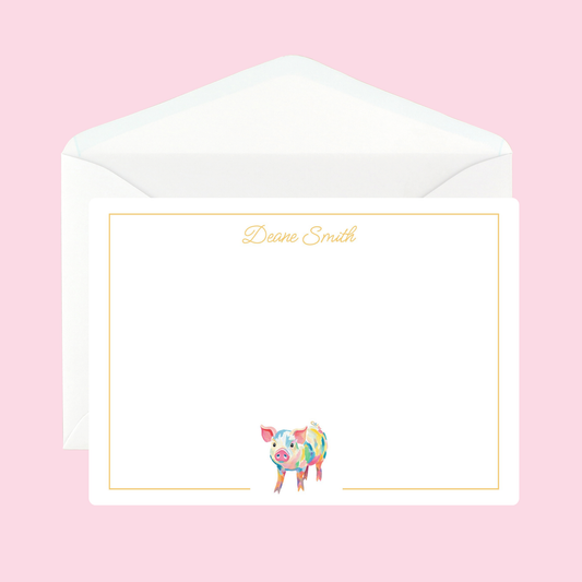 Personalized Pig Notecard by The Saltwater Press