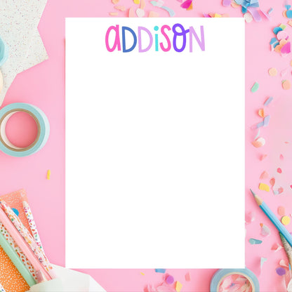 Personalized Notepad Kids – Custom Name Pink Purple 50 Sheets by The Saltwater Press